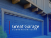 'Great Garage Conversion Ideas' Text on Garage Door