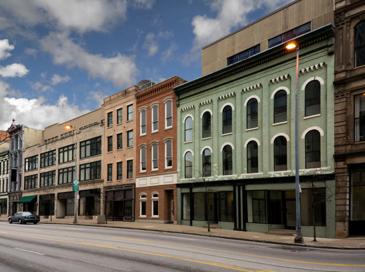 Small Town Main Street America with Old Buidling Facades