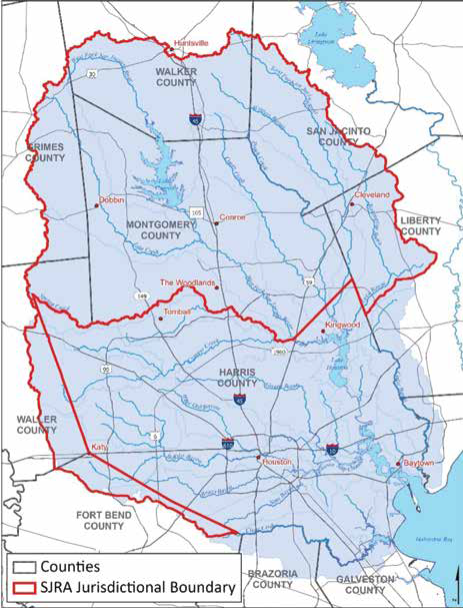 A map showing the SJRA's jurisdictional boundry