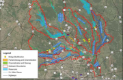 A map showing the watter channels in Montgomery county