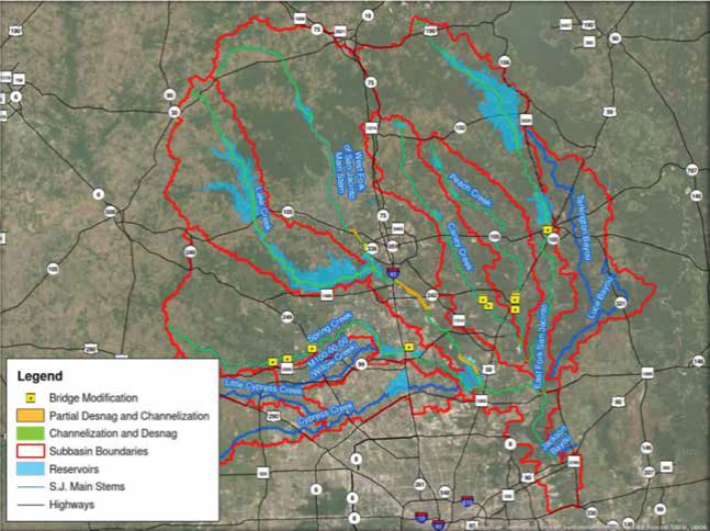 A map showing the watter channels in Montgomery county