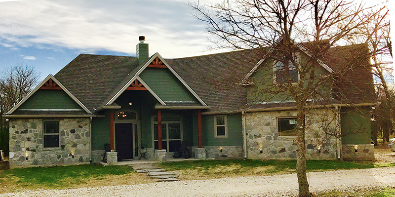 Rustic rural home with stone walls