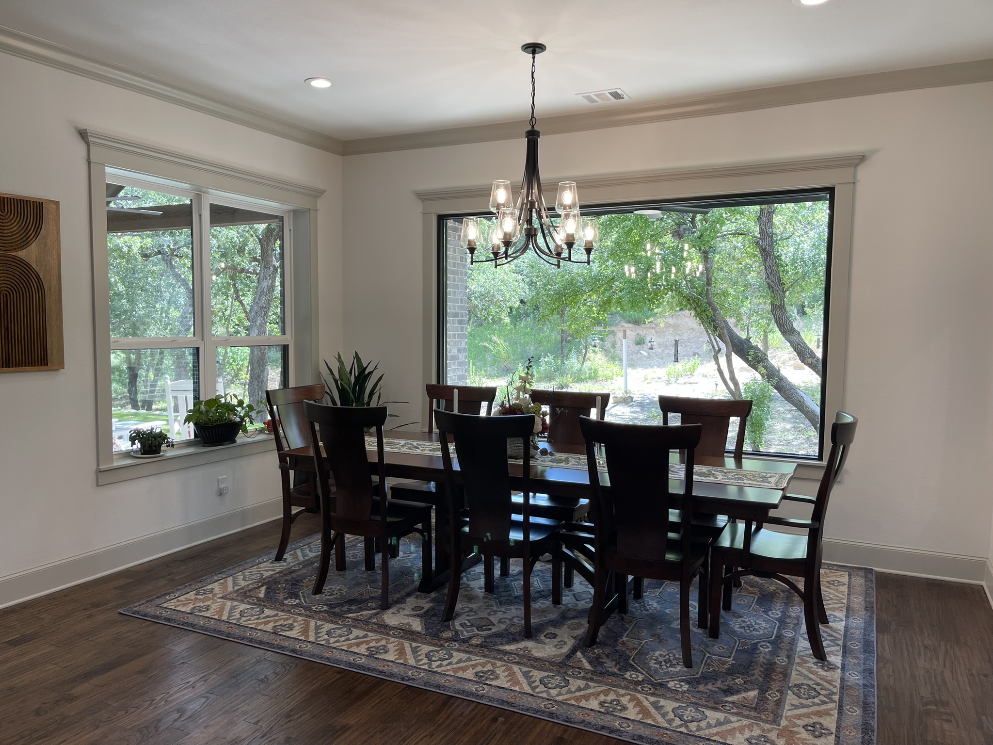 Interior dining room with big beautiful window